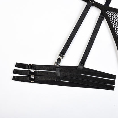 Women Sexy Lingerie Strap Lace Teddy Babydoll Sheer Bralette and Panty Set