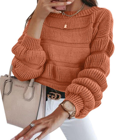 Casual round Neck Pullover Autumn Women's Sweater  Long Sleeve Loose Quality Thick Knitted Cute Top