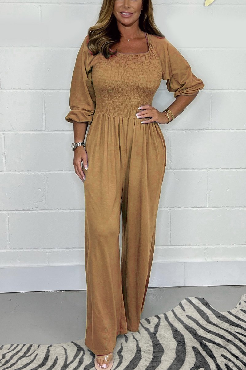 Hot  Comfort and Casual Elastic Wide Leg Jumpsuit