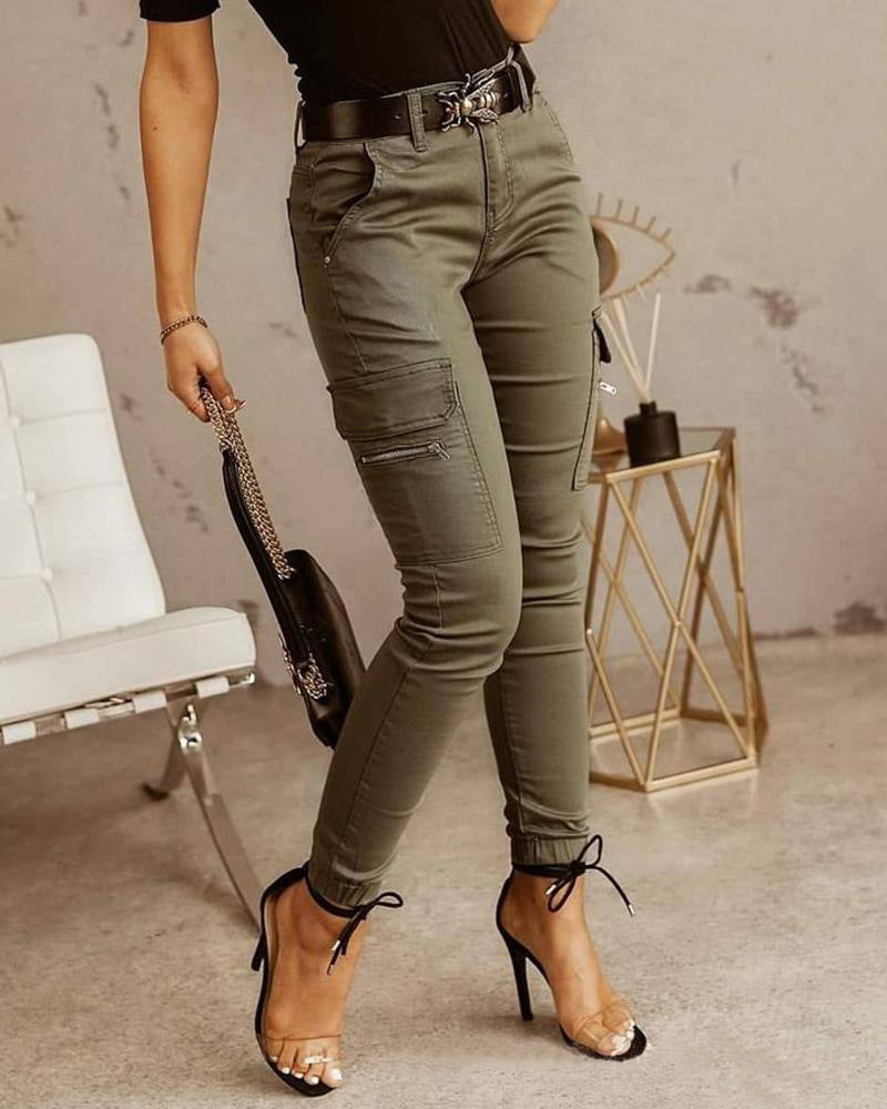 Women's Stretchy Tactical Cargo Pants High Waisted Casual Joggers Plus Size Skinny Trousers Cargo Pants with 6 Pockets - Seldom Seen Styles