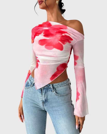 Floral Dye Off-Shoulder Top