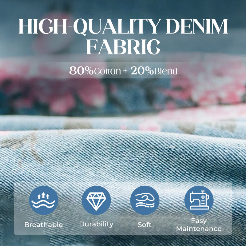 Women Casual Denim Bib Shorts Overalls Sleeveless Adjustable Straps Wide Leg Boho Floral Printed Baggy Rompers - Seldom Seen Styles