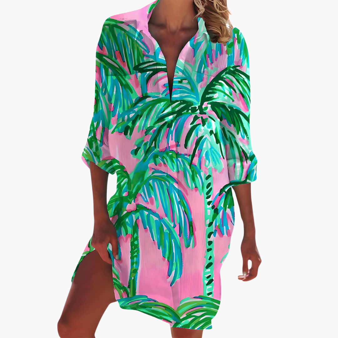 Women's Shirt Dress with Long Sleeves and Button Placket - Seldom Seen Styles