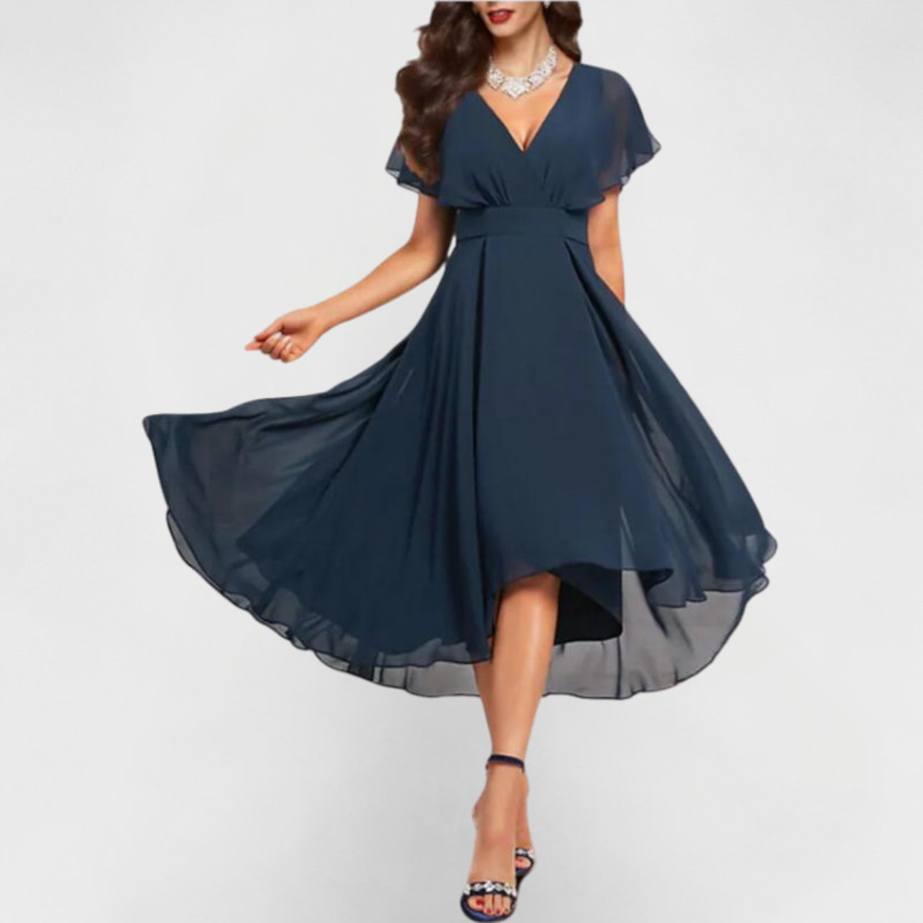 Catalina - Flowing V-Neck Dress - Seldom Seen Styles