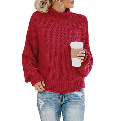 Thick Thread Turtleneck Pullover Women Autumn Winter New Knitwear   Women's Clothing