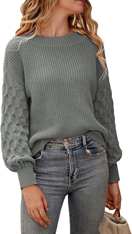 PRETTYGARDEN Women 2024 Winter Pullover Sweater Casual Long Sleeve Crewneck Loose Chunky Knit Jumper Tops Blouse