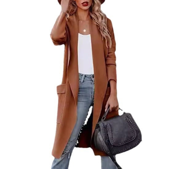 Upscale2024Autumn and Winter Coat Amazon Fall European and American Women's Clothing Casual Long Women's Woolen Slimming Coat Women's