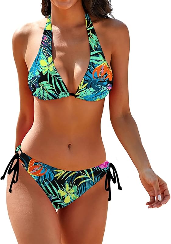 Women's Bikini Sets Two Piece Bathing Suits Sexy Textured Halter Padded Bikini Swimsuits Side Tie Thong Bottom Swimwear - Seldom Seen Styles