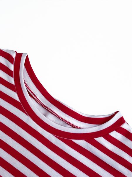 Women's Casual Striped Long Sleeve Top & Pants Set, Comfortable Loose-Fitting Home Wear, Fashionable Two-Piece for Daily Use - Seldom Seen Styles