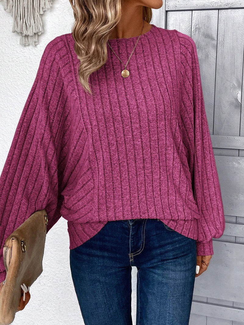 Womens Soft Long Sleeve Crewneck Shirts Fall Casual Loose Fit Knit Tops Blouses - Seldom Seen Styles