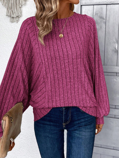 Womens Soft Long Sleeve Crewneck Shirts Fall Casual Loose Fit Knit Tops Blouses