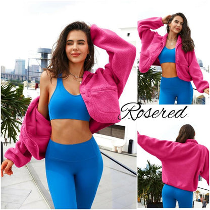Women's Fuzzy Sherpa Fleece Jacket Winter Spring Coat Warm Button-Down Nurse Outfit for Fall & Daily Wear