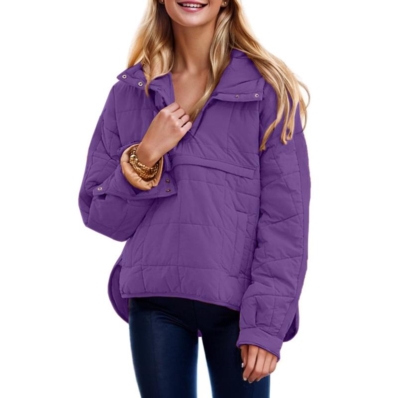 Womens Oversized Hooded Puffer Jacket Lightweight Pullover Hoodies Quilted Dolman Long Sleeve Warm Winter Coat - Seldom Seen Styles