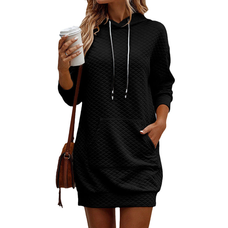 ebayCross-Border Hot Sale Autumn and Winter New Pure Color Short Skirt for Women European and American Leisure Wind Texture Loose Slim Fit Dress Women