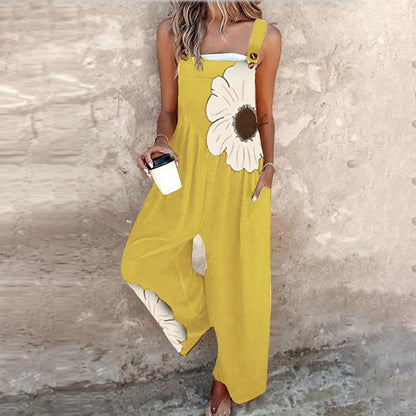 Elegant Sleeveless Floral Print Jumpsuit