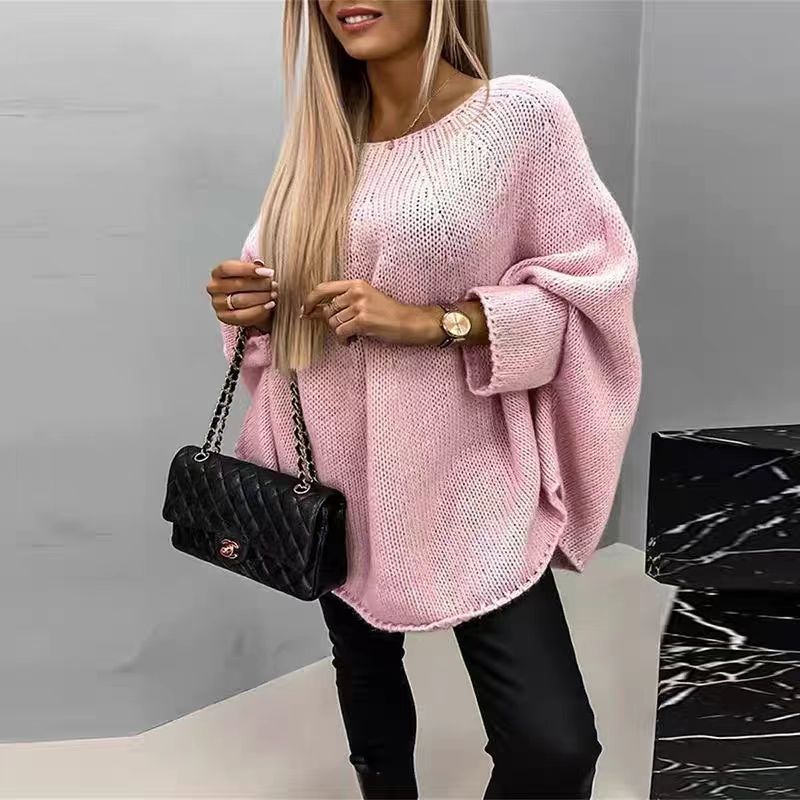 2024Amazon Autumn and Winter New Europe and America Cross Border Sweater Women's Cape Poncho Fashionable Knitted Shawl Sweater