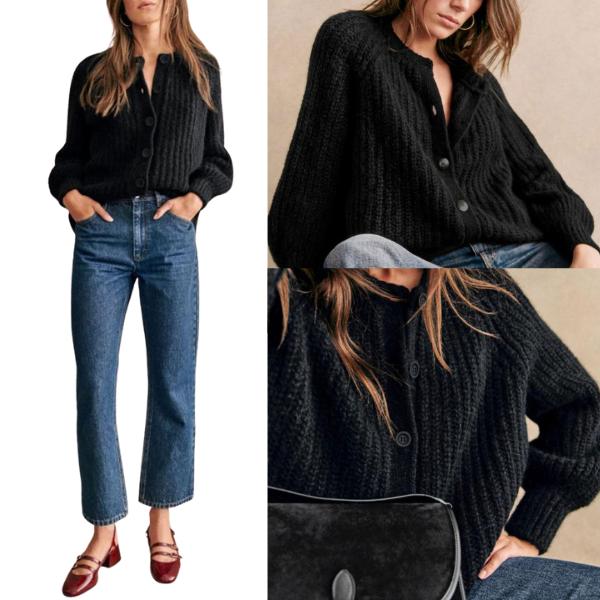 Women's Casual Long Sleeve Crewneck Button Down Cardigan Sweater Knit Outwear