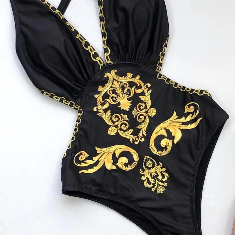 Designer Bikini Women's Swimwear Women Retro One-piece Swimsuit Black Bikini Twist Swim Suit Push Up High Waist Splicing Beachwear Brazilian - Seldom Seen Styles