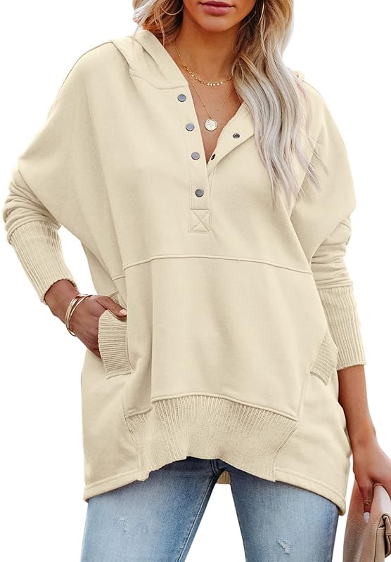 PRETTYGARDEN Women Casual Long Sleeve Lapel Zipper Sweatshirt Drawstring Loose Pullover Tops