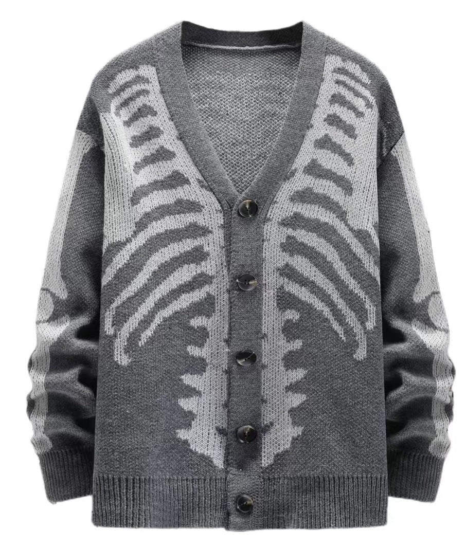 Women's Skeleton Print Drop Shoulder Cardigan, Casual Halloween Long Sleeve Open Front Knitwear for-Fall & Winter, Women's Clothing for Daily Wear, Cardigans for Women, Cardigans - Seldom Seen Styles