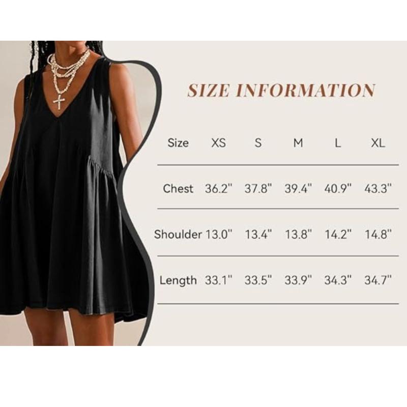 Women's Summer Sleeveless Mini Dress Casual Loose V Neck Sundress with Pockets - Seldom Seen Styles