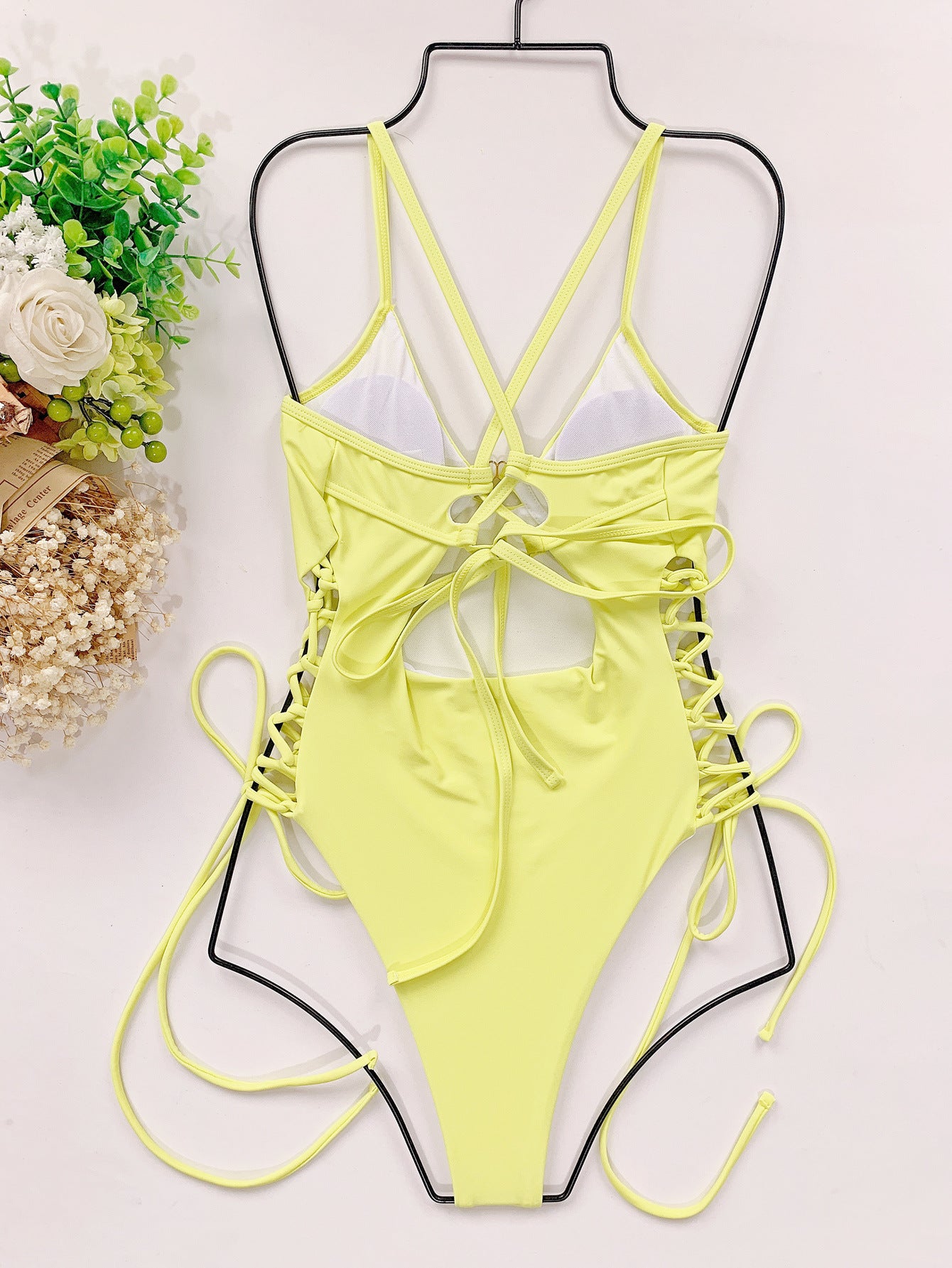 drawstring bikini romper swimsuit Bikini Solid Color Strap  One-Piece Adjustable Strap  Swimsuit - Seldom Seen Styles