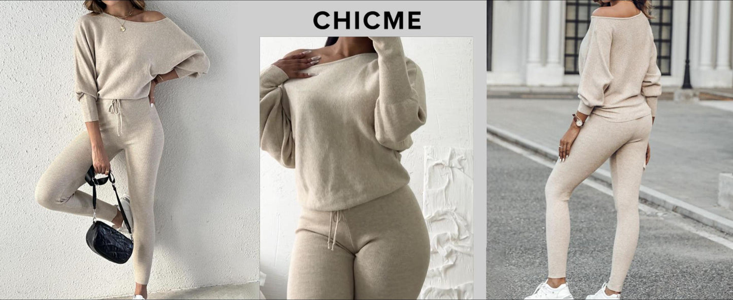 2 Piece Lounge Outfit 2025 Long Sleeve Knit Pullover Tops Drawstring Pants Set Tracksuit Sweatsuit - Seldom Seen Styles