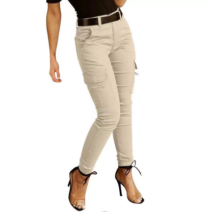 Women's Stretchy Tactical Cargo Pants High Waisted Casual Joggers Plus Size Skinny Trousers Cargo Pants with 6 Pockets