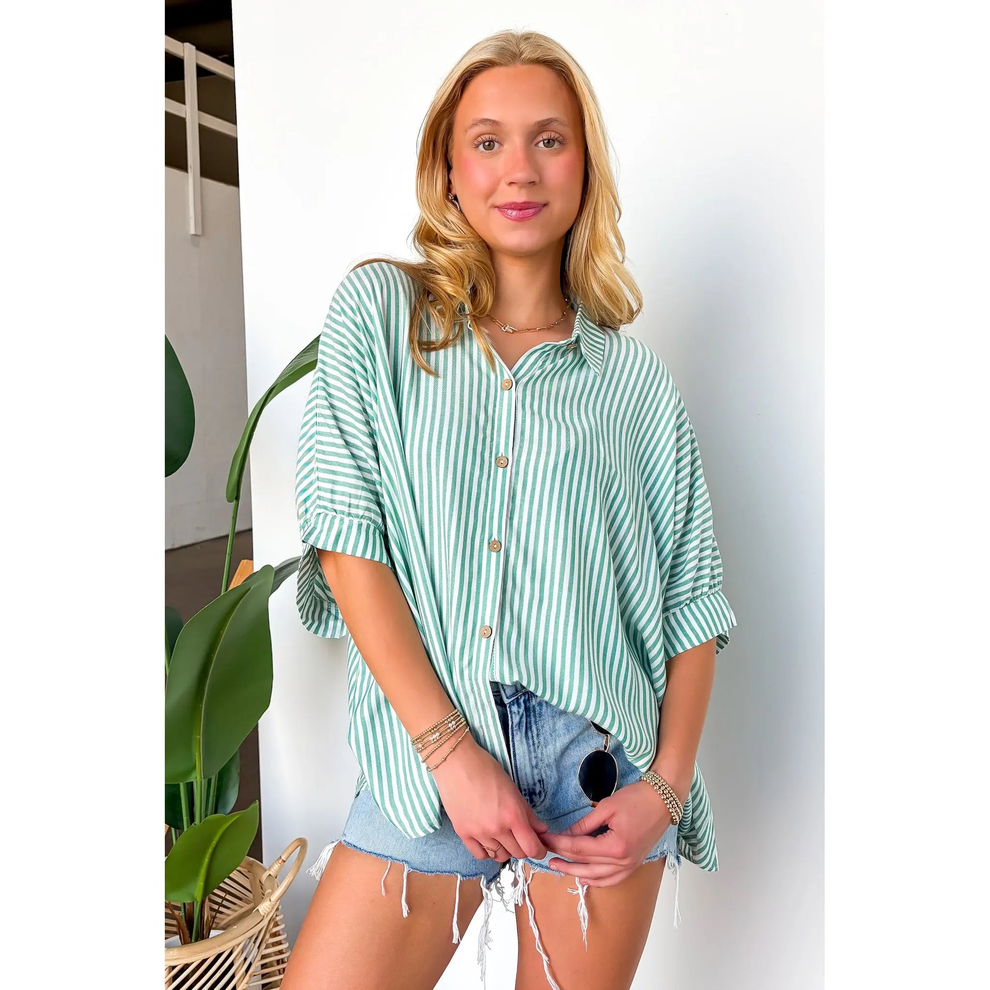 JoJo Striped Button Down Oversized Top - BACK IN STOCK - Seldom Seen Styles