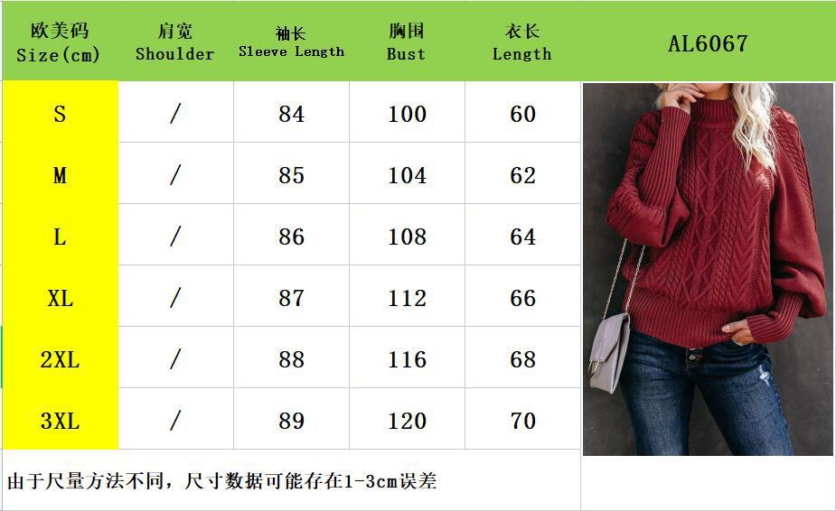 wish2023Winter New Mid-Neck Sweater Women's Amazon Foreign Trade Loose Long-Sleeved Knitted Solid Color Sweater