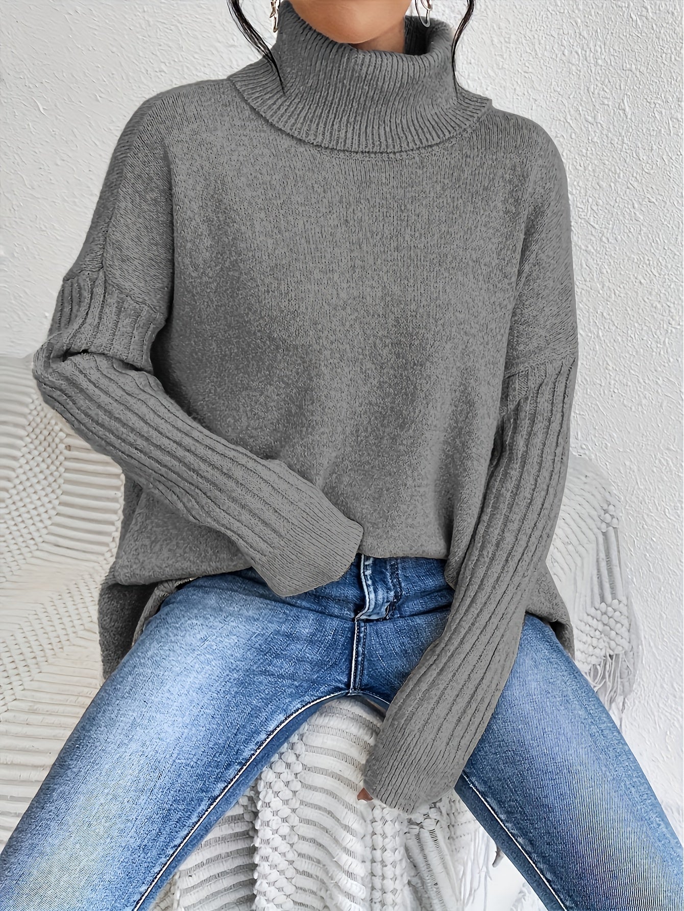 Women's Oversized Sweater Turtleneck Long Sleeve Casual Knit Tunic Pullover Sweaters Tops 2025 Fall Winter Outfits - Seldom Seen Styles