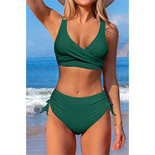 Women's High Waisted Bikini Twist Front Tie Back 2 Piece Swimsuits - Seldom Seen Styles