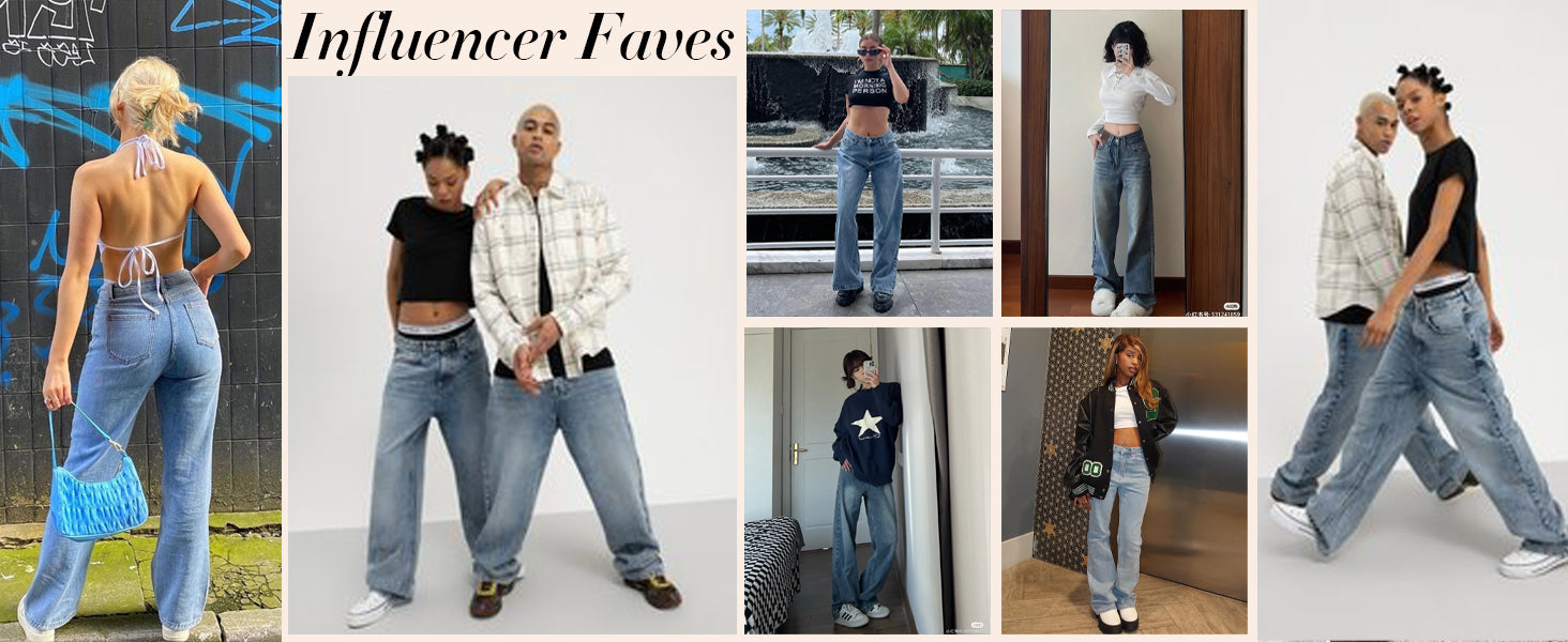 Women's 2025 Wide Leg Jeans Distress Mid Waist Denim Pants Vintage Y2K Trousers - Seldom Seen Styles