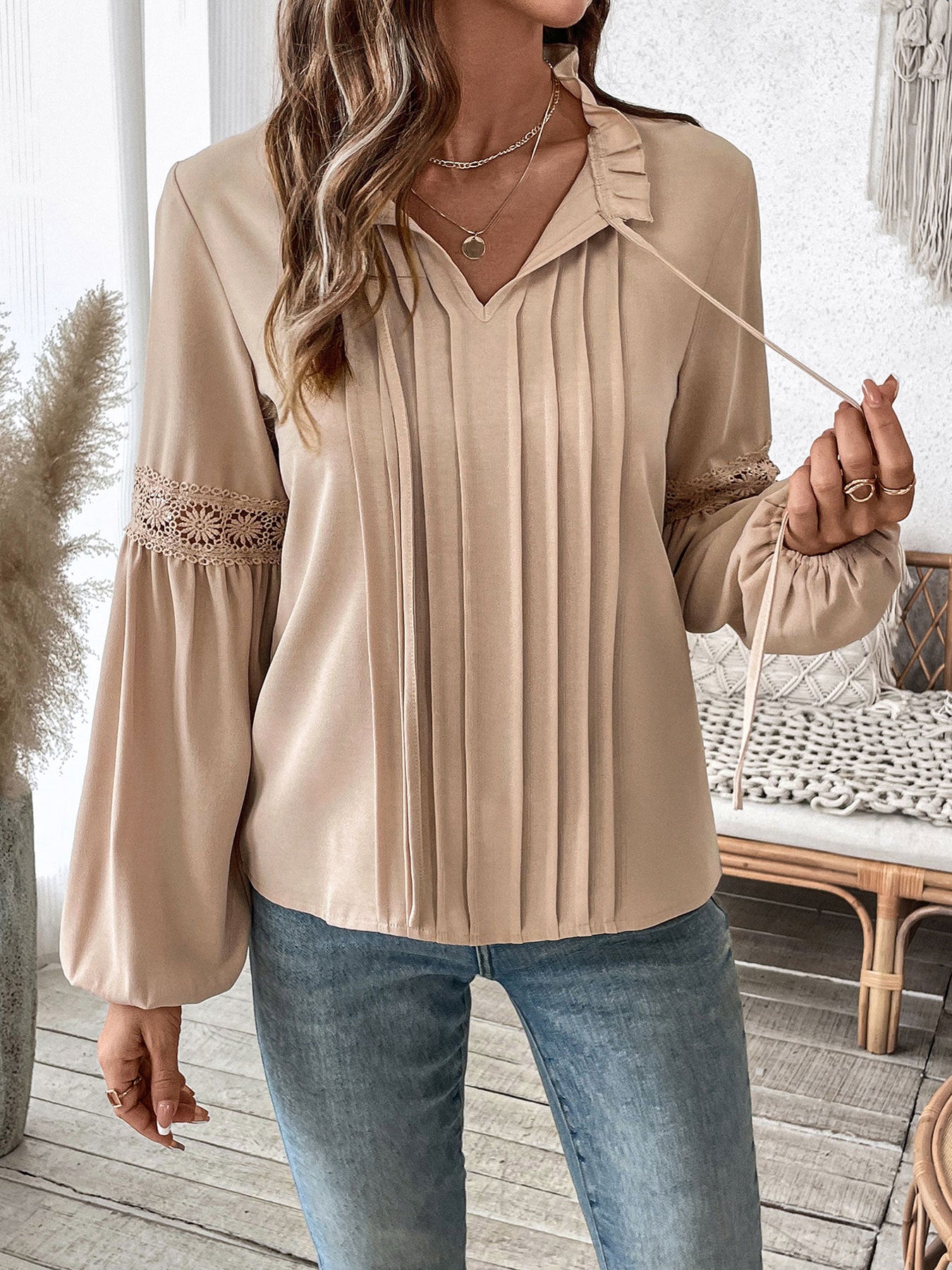 Womens Tops Dressy Casual Long Sleeve Shirts V Neck Chiffon Blouses Fall Outfits for Women 2025 - Seldom Seen Styles