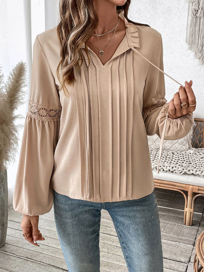 Womens Tops Dressy Casual Long Sleeve Shirts V Neck Chiffon Blouses Fall Outfits for Women 2025