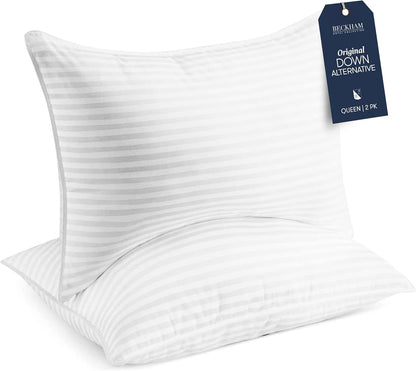 Beckham Hotel Collection Bed Pillows King Size Set of 2 - Down Alternative Pillow for Back, Stomach or Side Sleepers