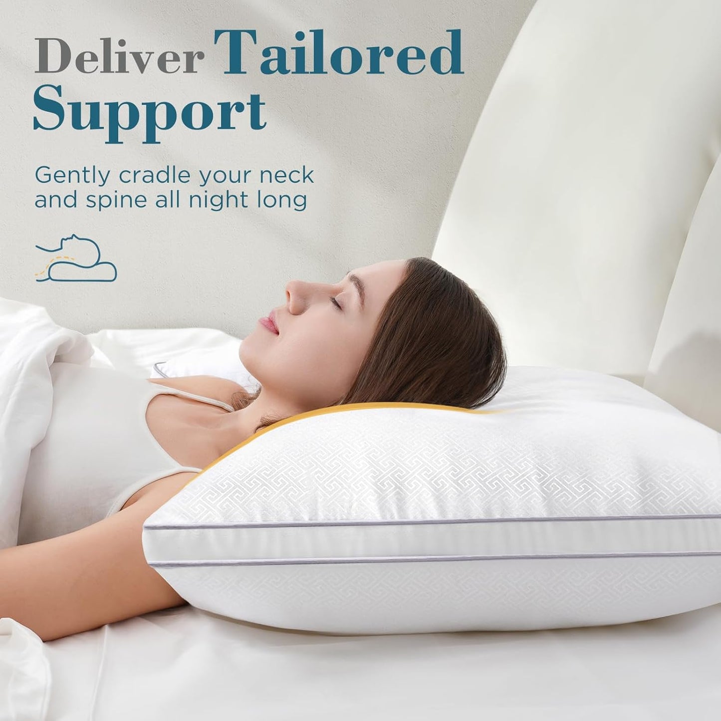 viewstar Pillows Queen Size Set of 2, Hotel Quality, Down Alternative Gusseted Bed Pillows for Side, Back, or Stomach Sleepers, White - Seldom Seen Styles