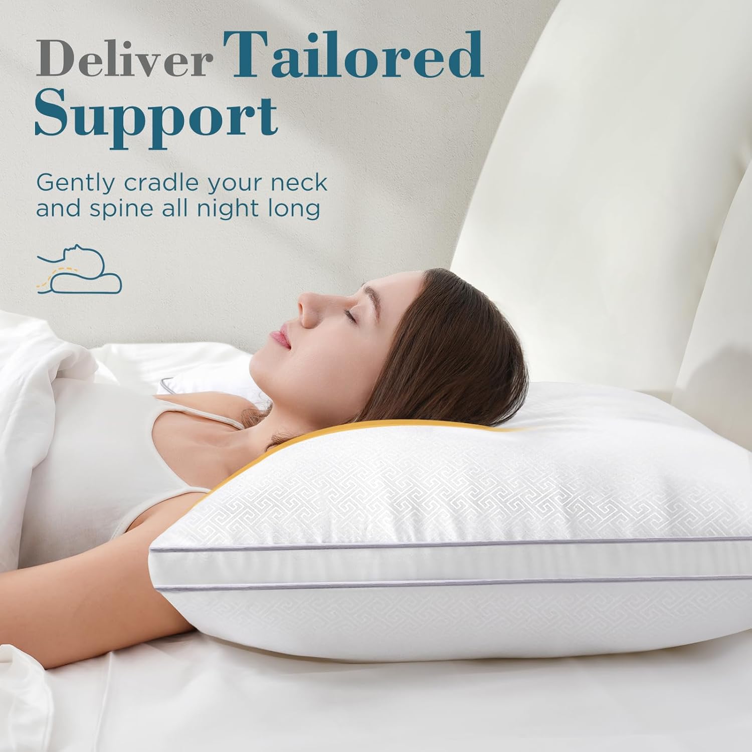 viewstar Pillows Queen Size Set of 2, Hotel Quality, Down Alternative Gusseted Bed Pillows for Side, Back, or Stomach Sleepers, White - Seldom Seen Styles