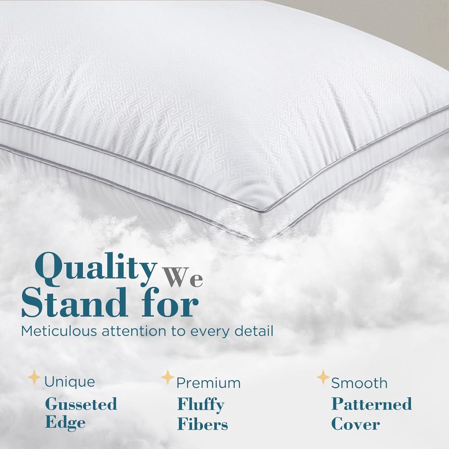 viewstar Pillows Queen Size Set of 2, Hotel Quality, Down Alternative Gusseted Bed Pillows for Side, Back, or Stomach Sleepers, White - Seldom Seen Styles