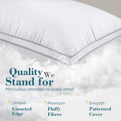 viewstar Kopfkissen Queen Size 2er-Set, Hotelqualität, Daunenalternative Kissen mit Seitensteg für Seiten-, Rücken- oder Bauchschläfer, Weiß