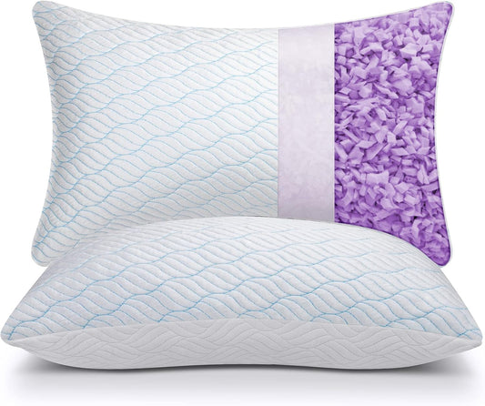 Cooling Pillows Queen Size Set of 2, Memory Foam Pillows with Zipper, Adjustable Firmness for Sleeping Cool Cold Pillow to Hot, Side, Back and Stomach Sleepers, 2 Pack, 20x30 - Seldom Seen Styles