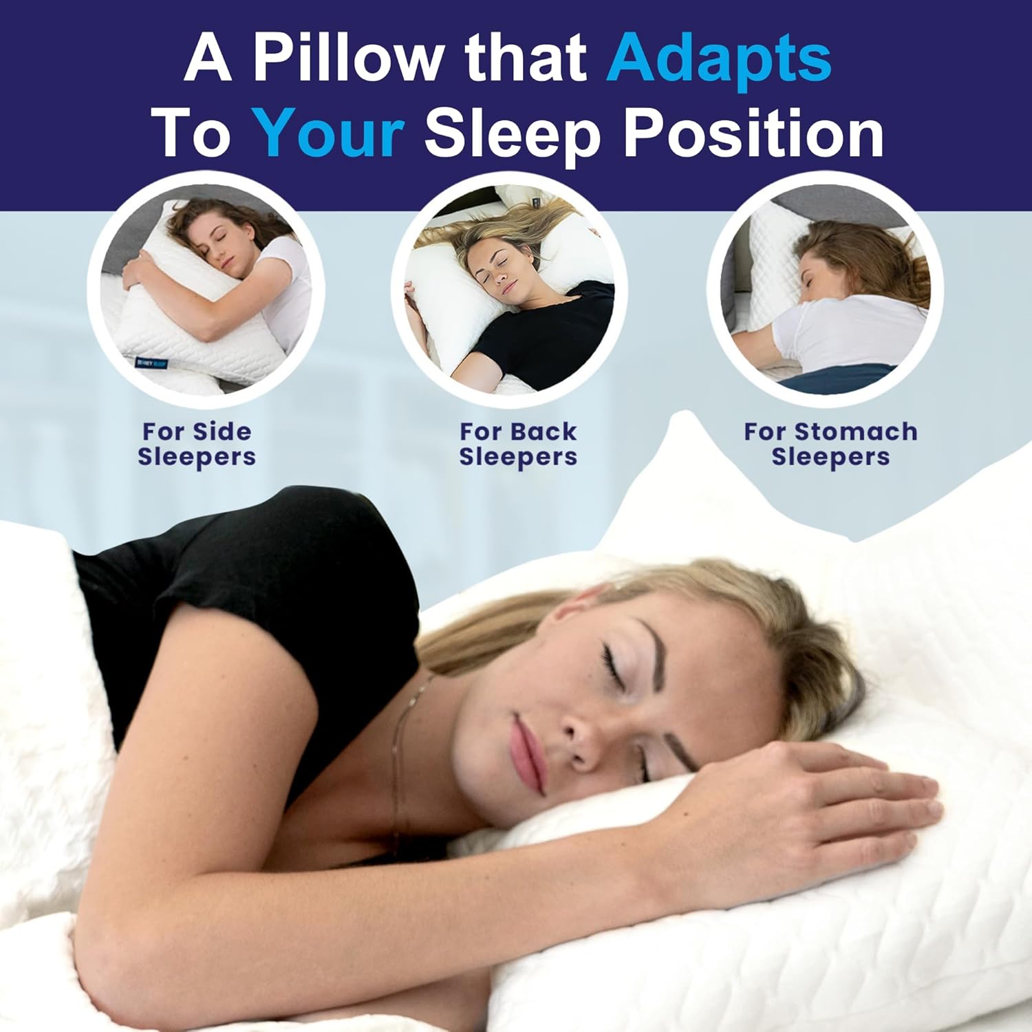 Sidney Sleep Adjustable Curved Contour Fill Pillow – Queen Size – for Side and Back Sleepers – Neck & Shoulder Comfort Support – Extra Fill Included (White) - Seldom Seen Styles