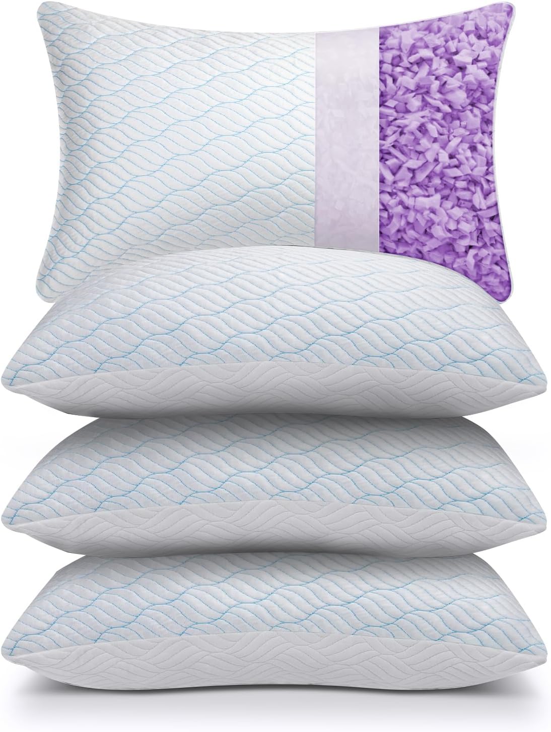 Cooling Pillows Queen Size Set of 2, Memory Foam Pillows with Zipper, Adjustable Firmness for Sleeping Cool Cold Pillow to Hot, Side, Back and Stomach Sleepers, 2 Pack, 20x30 - Seldom Seen Styles