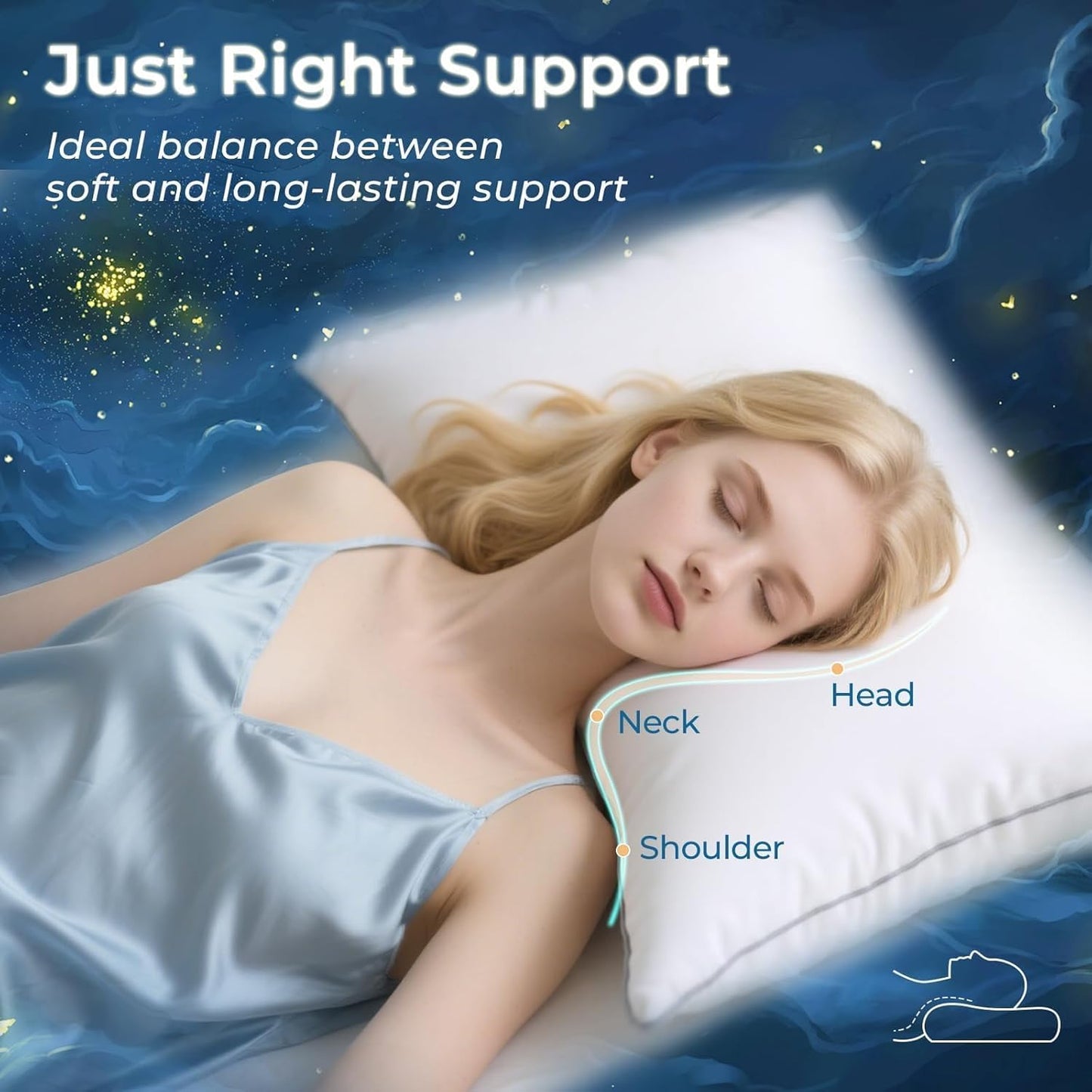 Sasttie Pillows Queen Size Set of 2, Bed Pillows for Side, Back, and Stomach Sleepers - Oeko-Tex Certified Down Alternative Plump Filling - Hotel Quality and Machine Washable, 2 Pack - Seldom Seen Styles