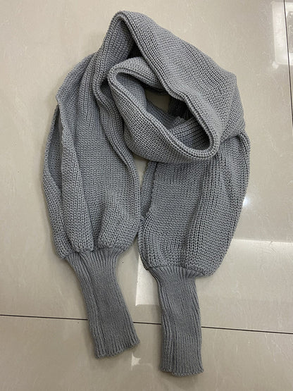 V-Shaped Cross off-Shoulder Knitted Sexy Pullover Sweater Scarf