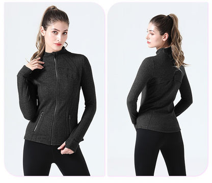 Yoga Clothes Autumn and Winter uarun Sports Jacket Women's Slim Stretch Zipper Running Yoga Fitness Long-Sleeved Upper Garment