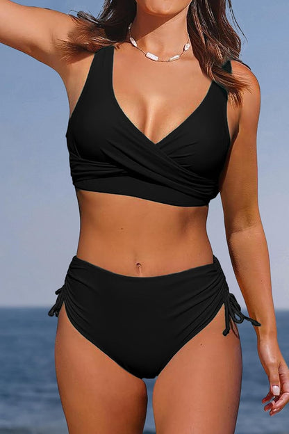 Women's High Waisted Bikini Twist Front Tie Back 2 Piece Swimsuits - Seldom Seen Styles