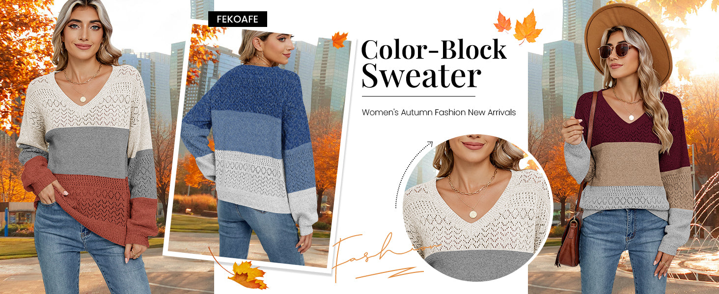 Womens Sweaters 2025 Fall V Neck Long Sleeve Hollow Knit Pullover Sweaters for Women - Seldom Seen Styles