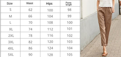 Pantalon court en lin pour femme, coupe fuselée à la cheville, pantacourt, taille élastique