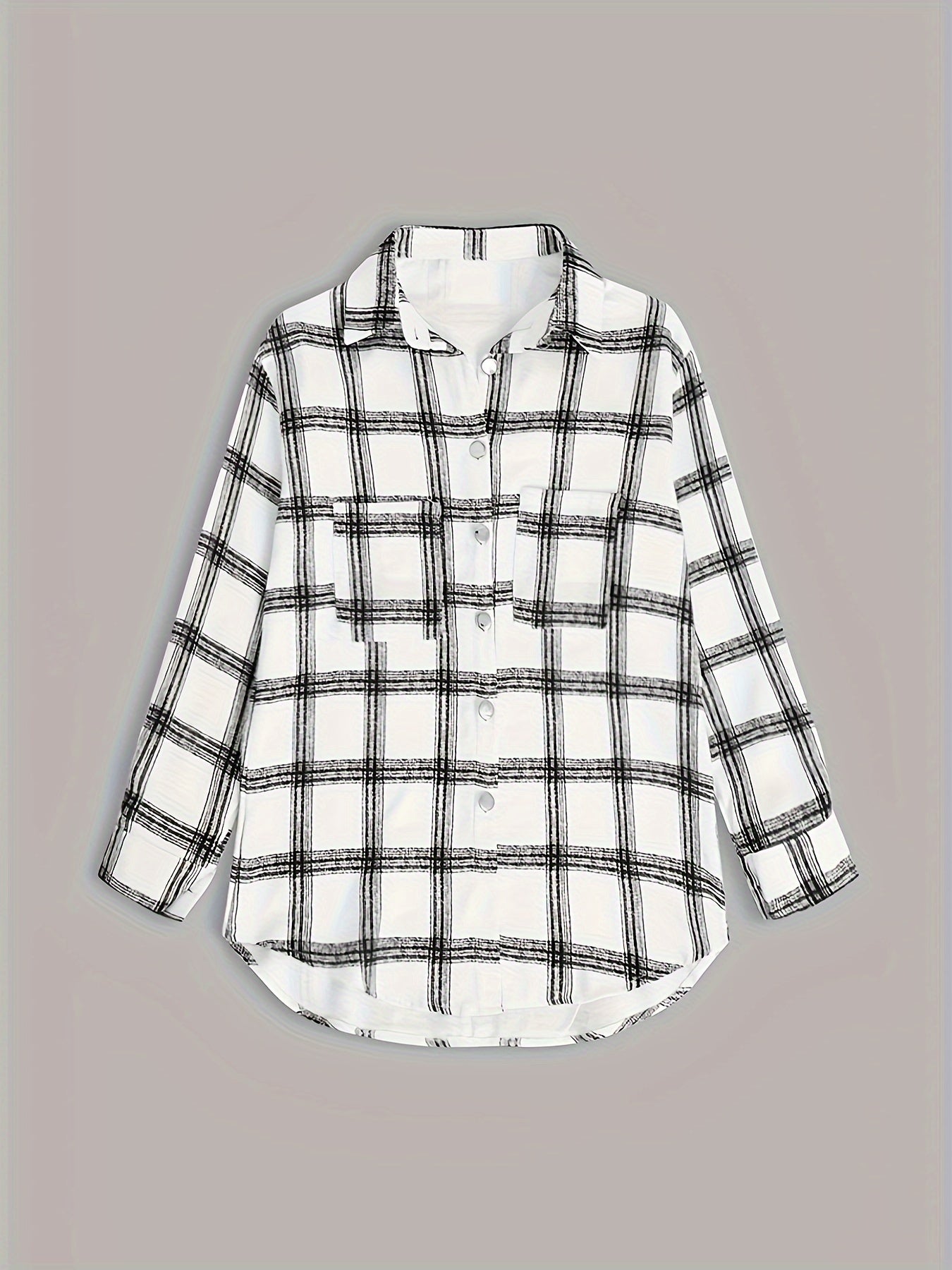 Timeless Plaid Shacket Jacket - Stylish Button-Front Outerwear for Women - Cozy, Versatile & Trendy Long Sleeve Clothing